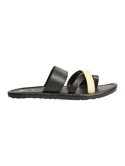 black leatherette slip on slippers - 14482124 - Very Small Image - 1