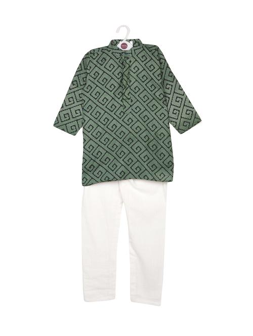 green cotton kurta set - 14482155 - Very Small Image - 1
