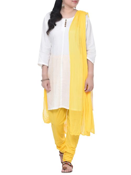 yellow churidar with dupatta set - 14483874 - Very Small Image - 1