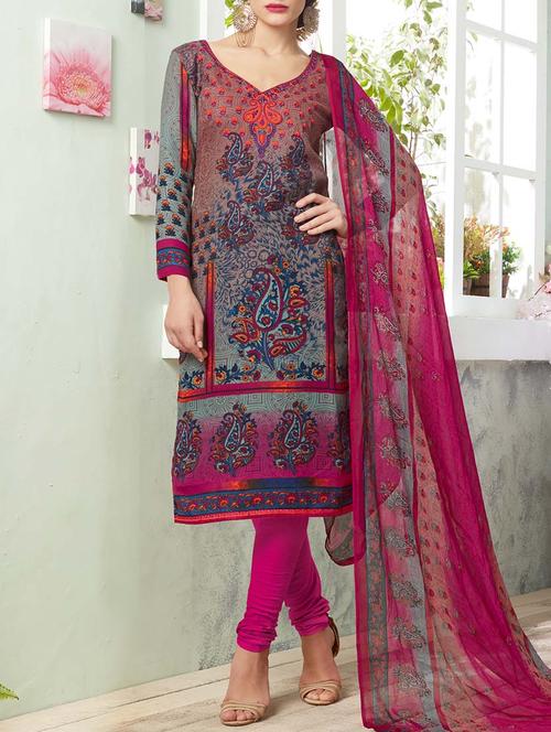 embroidered unstitched churidaar suit - 14485578 - Very Small Image - 1