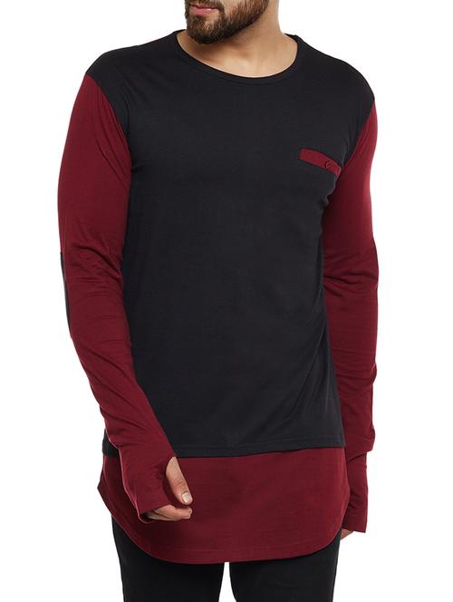 black cotton thumbhole t-shirt - 14485631 - Very Small Image - 1