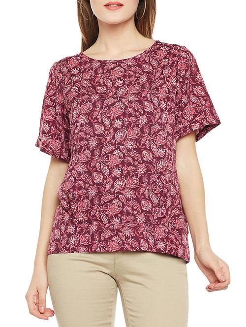leaf print key hole back top - 14486479 - Very Small Image - 1