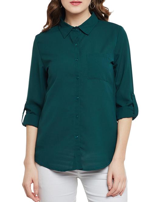 roll up sleeved curved hem shirt - 14486500 - Very Small Image - 1