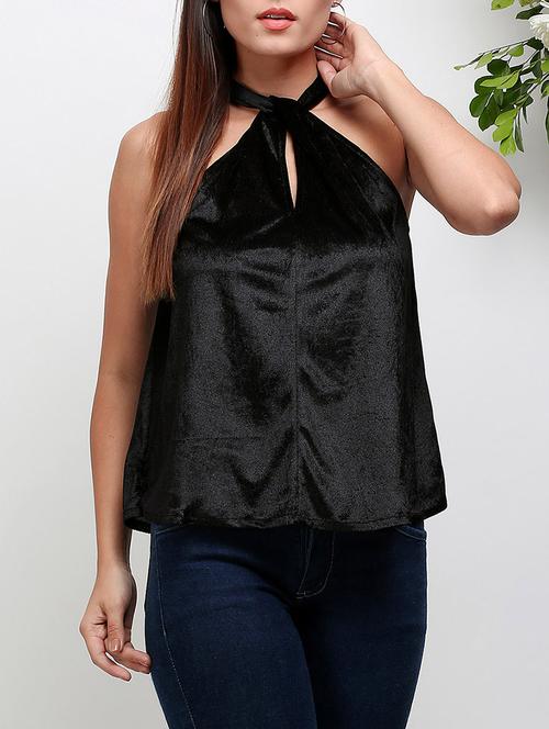 a-line velvet halter top - 14486599 - Very Small Image - 1