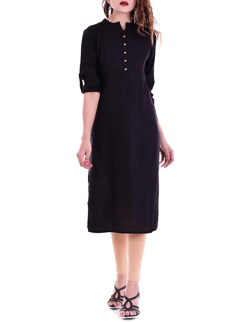 black rayon straight kurta - 14487406 - Very Small Image - 1
