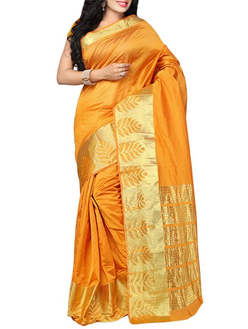 orange bordered saree with blouse - 14487881 - Very Small Image - 1