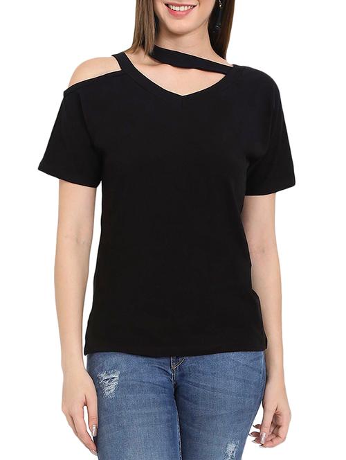 asymmetric neck solid top - 14488383 - Very Small Image - 1
