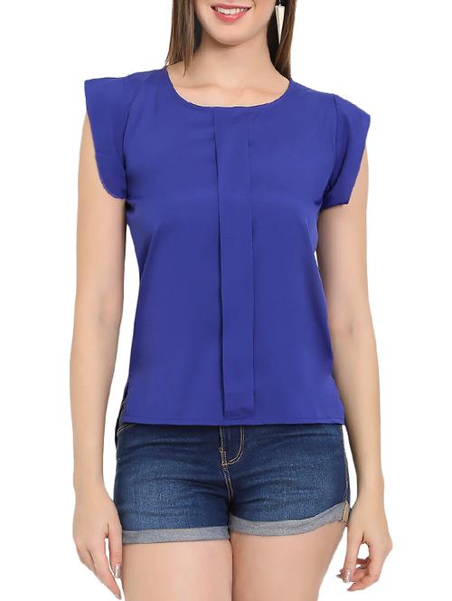 solid blue crepe top - 14488390 - Very Small Image - 1