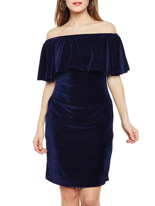 blue off shoulder sheath dress - 14488885 - Very Small Image - 1