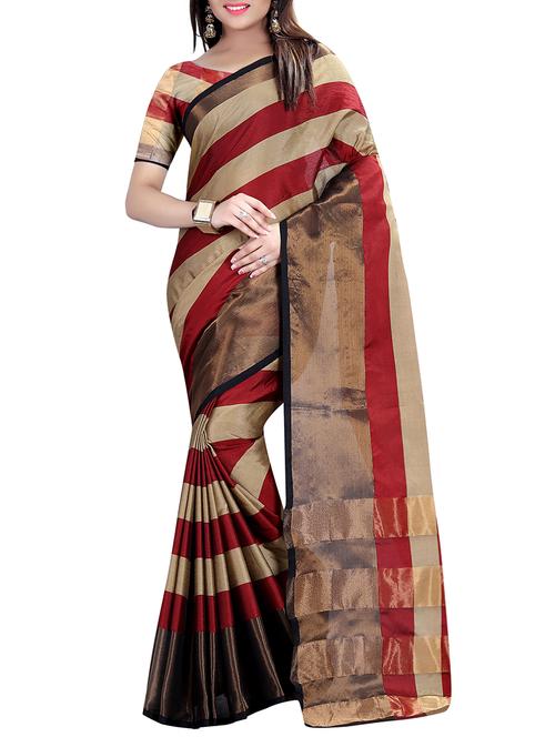 multicolored woven saree with blouse - 14489013 - Very Small Image - 1