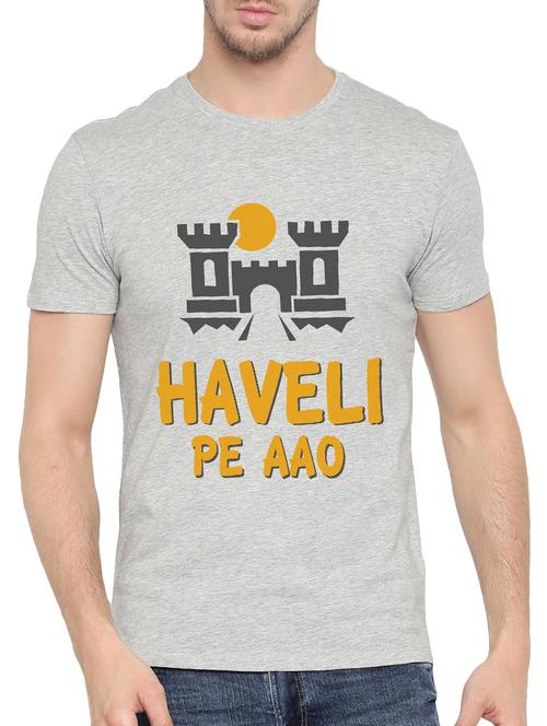 grey cotton front print tshirt - 14490354 - Very Small Image - 1