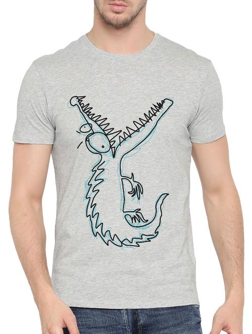 grey cotton front print tshirt - 14490356 - Very Small Image - 1
