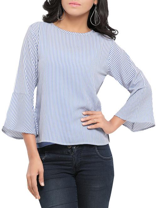 striped bell sleeved top - 14490875 - Very Small Image - 1