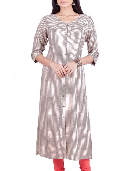 rene design studio beige rayon straight kurta - 14491517 - Very Small Image - 1