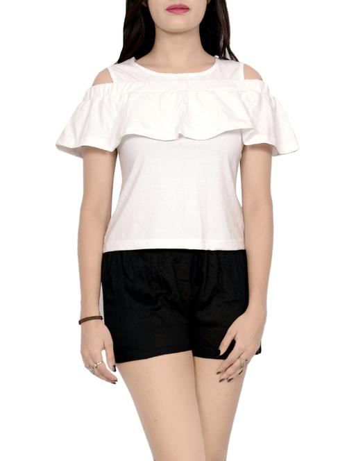 white cold shoulder top - 14492315 - Very Small Image - 1