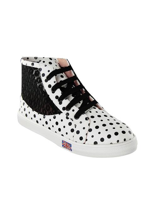 white leatherette laceup sneakers - 14492502 - Very Small Image - 1