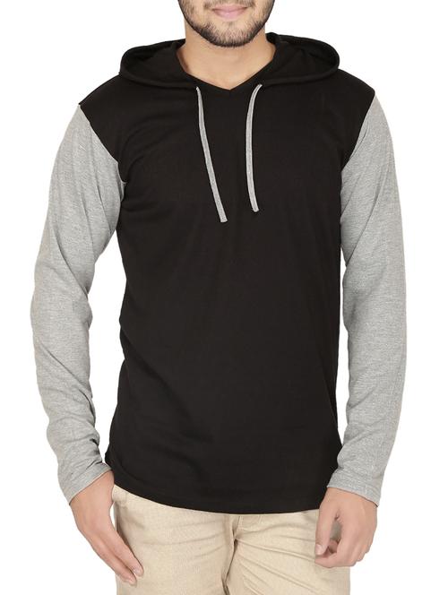 black cotton color block t-shirt - 14492980 - Very Small Image - 1