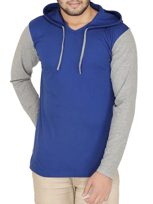 blue cotton colour block t-shirt - 14492983 - Very Small Image - 1