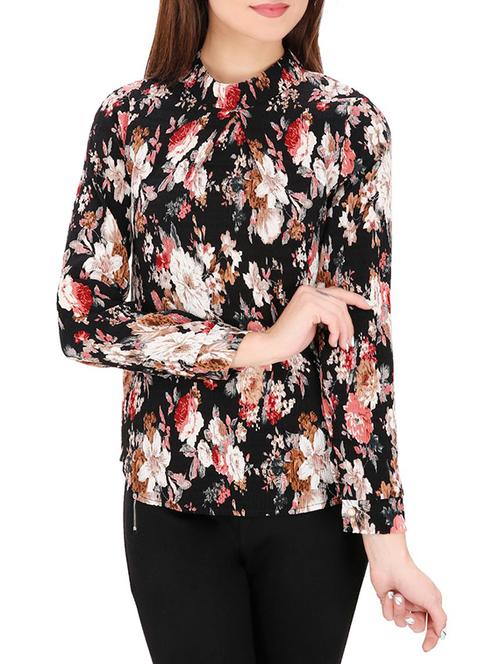 mock neck floral top - 14493022 - Very Small Image - 1