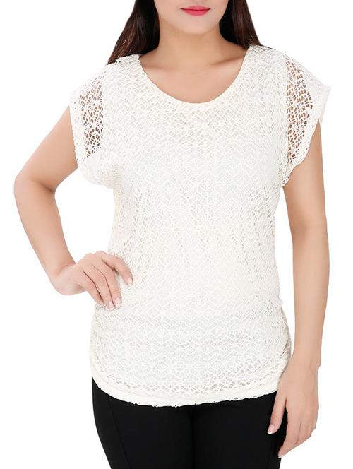 cream net regular top - 14493090 - Very Small Image - 1