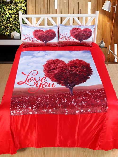 love you print double bedsheet with 2 pillow covers - 14494130 - Very Small Image - 1