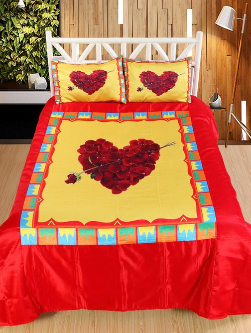 heart roses print double bedsheet with 2 pillow covers - 14494132 - Very Small Image - 1