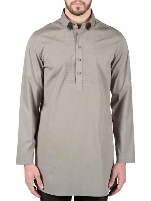 grey cotton pathani kurta - 14494249 - Very Small Image - 1