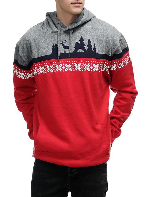 red cotton chest print sweatshirt - 14494598 - Very Small Image - 1