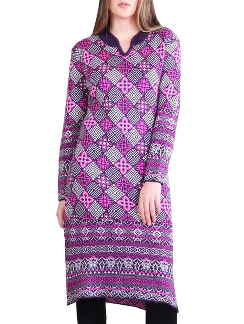 purple acrylic woolen kurti - 14494775 - Very Small Image - 1