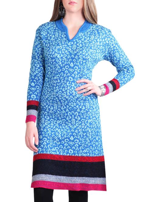 blue acrylic woolen kurti - 14494786 - Very Small Image - 1