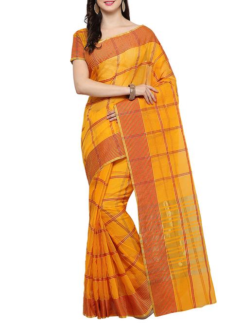 yellow woven saree with blouse - 14495211 - Very Small Image - 1