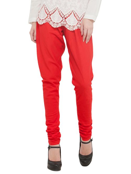 red cotton churidar churidars & leggings - 14495436 - Very Small Image - 1