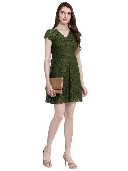olive lace aline dress - 14497675 - Very Small Image - 1