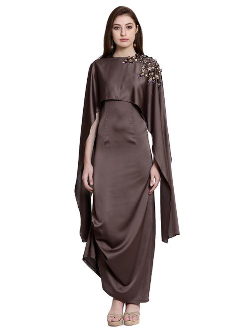 cape sleeved embellished dress - 14497713 - Very Small Image - 1
