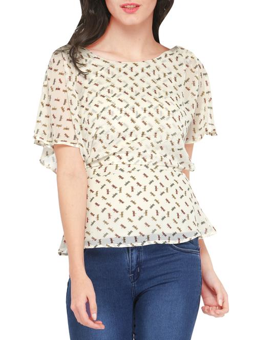 cream printed top - 14498622 - Very Small Image - 1