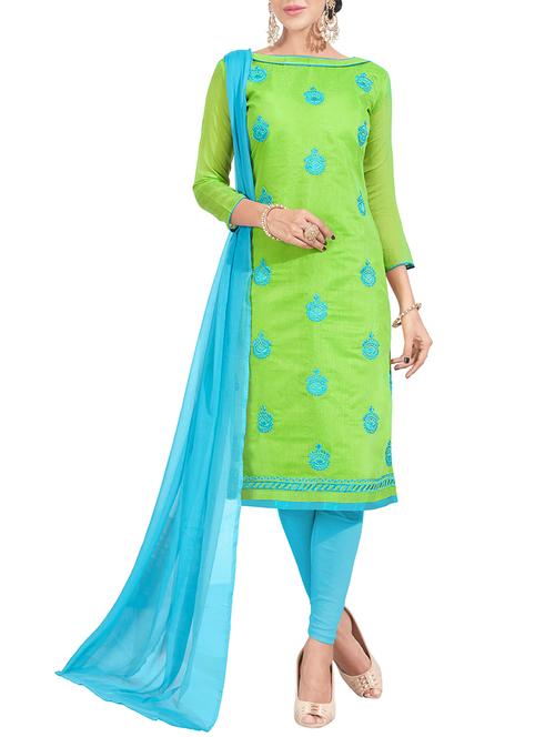 embroidered unstitched churidaar suit - 14498633 - Very Small Image - 1