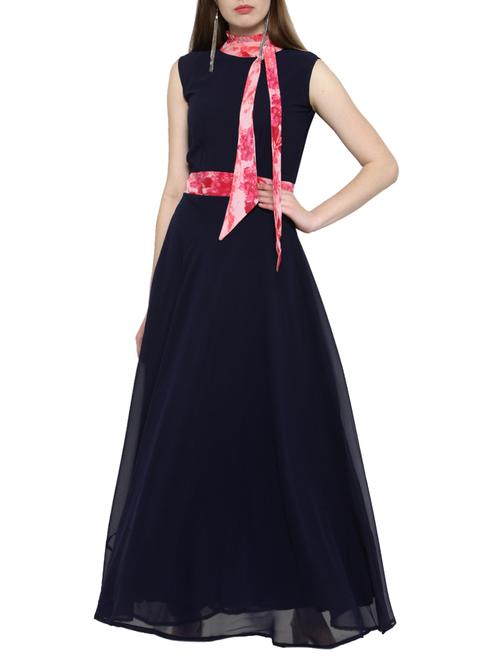 navy blue belted dress - 14501207 - Very Small Image - 1