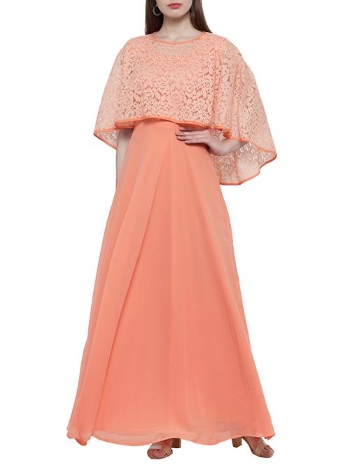orange solid maxi dress - 14501212 - Very Small Image - 1