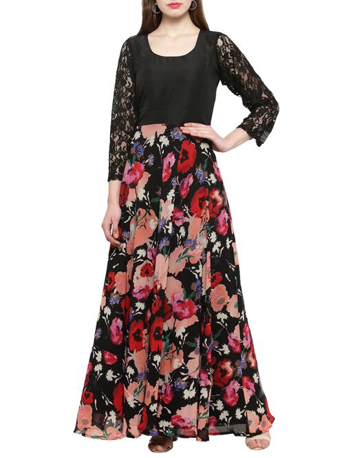 black printed maxi dress - 14501214 - Very Small Image - 1