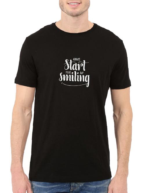 black cotton chest print tshirt - 14501624 - Very Small Image - 1