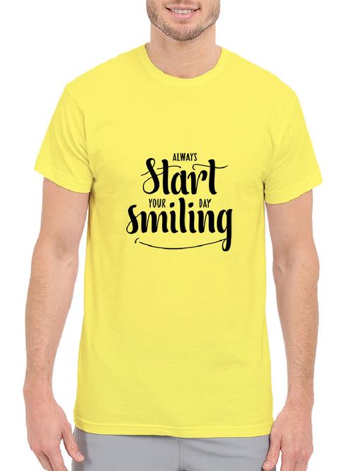 yellow cotton chest print tshirt - 14501631 - Very Small Image - 1