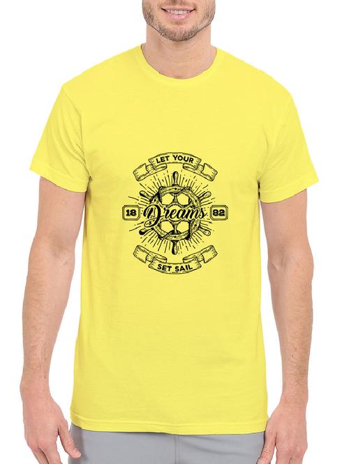 yellow cotton chest print tshirt - 14501640 - Very Small Image - 1