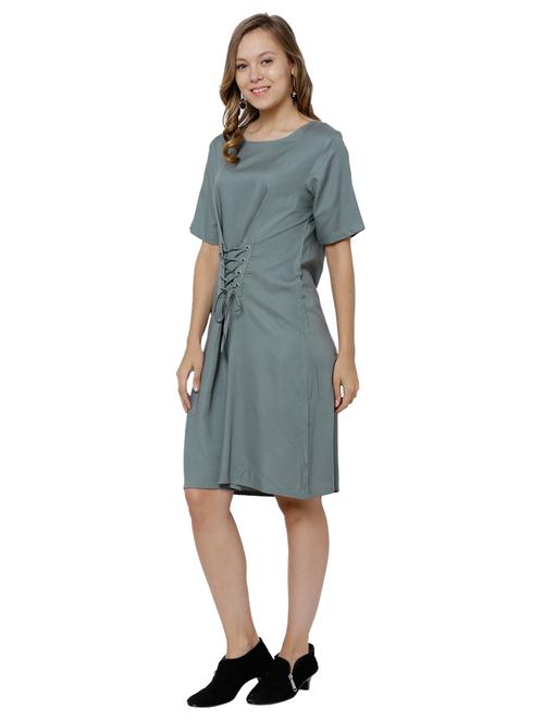 eyelet lace up waist dress - 14504004 - Very Small Image - 1