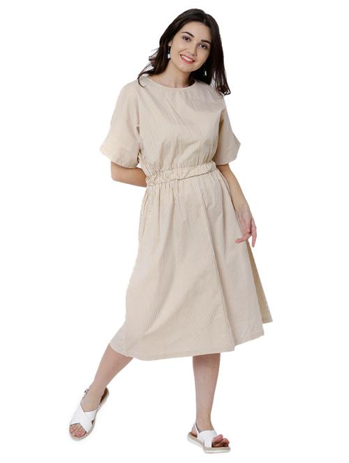 beige striped blouson dress - 14504016 - Very Small Image - 1