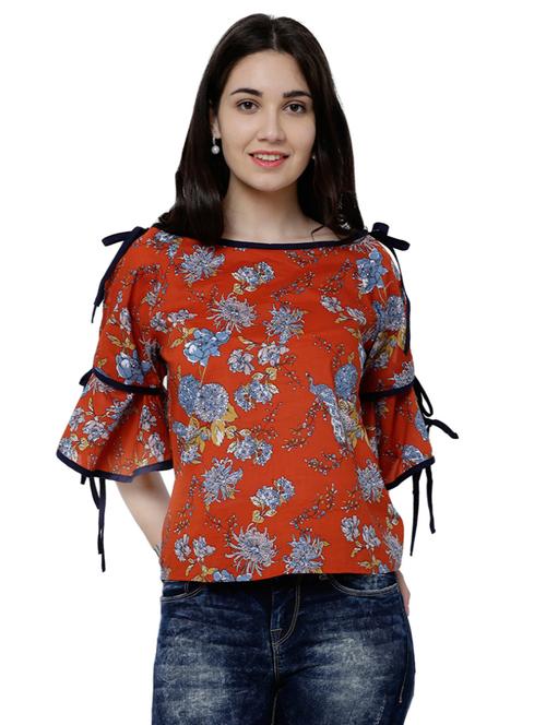 orange printed top - 14504049 - Very Small Image - 1