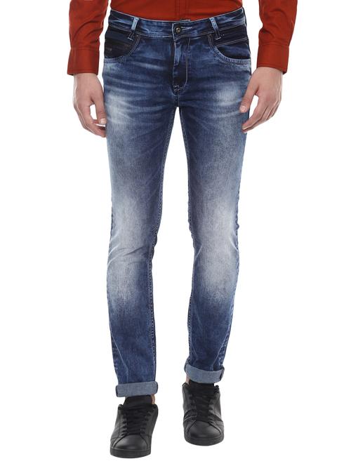 blue cotton washed jeans - 14504569 - Very Small Image - 1