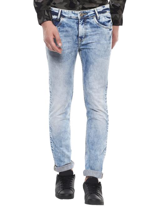 blue cotton washed jeans - 14504605 - Very Small Image - 1