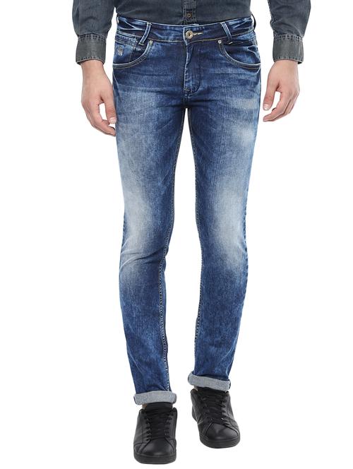 blue cotton washed jeans - 14504613 - Very Small Image - 1