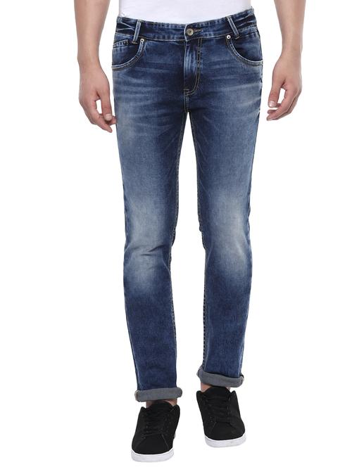 blue cotton washed jeans - 14504629 - Very Small Image - 1