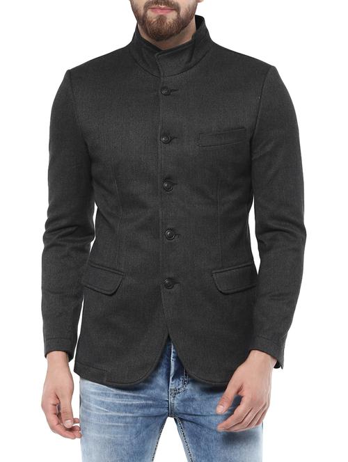 black cotton casual blazer - 14504643 - Very Small Image - 1